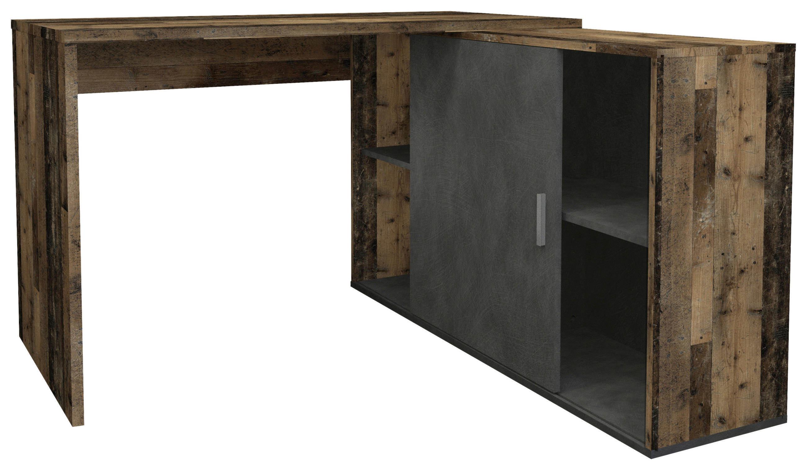 ECKSCHREIBTISCH 119/124/75 cm  in Dunkelgrau, Dunkelbraun  - Dunkelgrau/Dunkelbraun, KONVENTIONELL, Holzwerkstoff (119/124/75cm) - MID.YOU