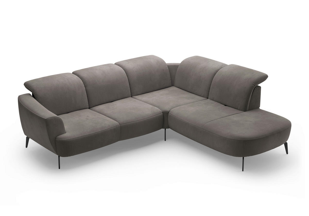 ECKSOFA in Flachgewebe Graphitfarben  300/267 cm  - Schwarz/Graphitfarben, KONVENTIONELL, Textil/Metall (300/267cm) - Sit & More