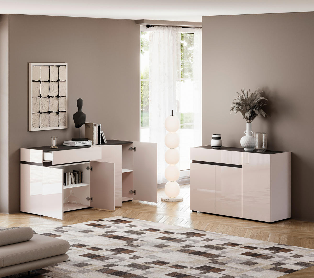 SIDEBOARD  120,2/80,1/42,6 cm 1 Schublade(n)  - Kaschmir/Anthrazit, Design, Holzwerkstoff/Kunststoff (120,2/80,1/42,6cm) - Voleo