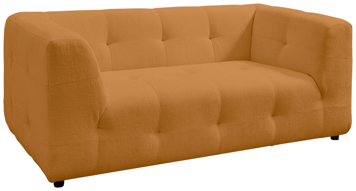 2-SITZER-SOFA in Mikrofaser Goldfarben  - Goldfarben/Schwarz, Design, Kunststoff/Textil (184/72/95cm) - Livetastic