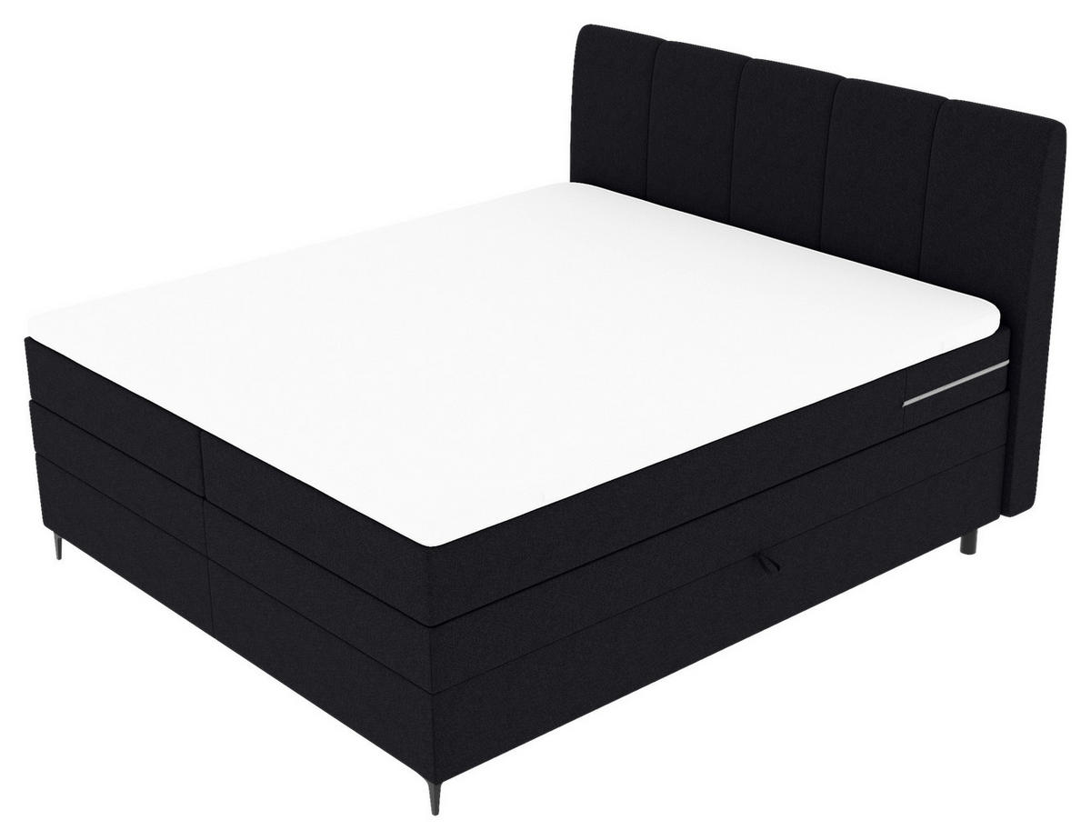 BOXSPRINGBETT 180/200 cm  in Schwarz  - Schwarz, KONVENTIONELL, Textil/Metall (180/200cm) - Boxxx