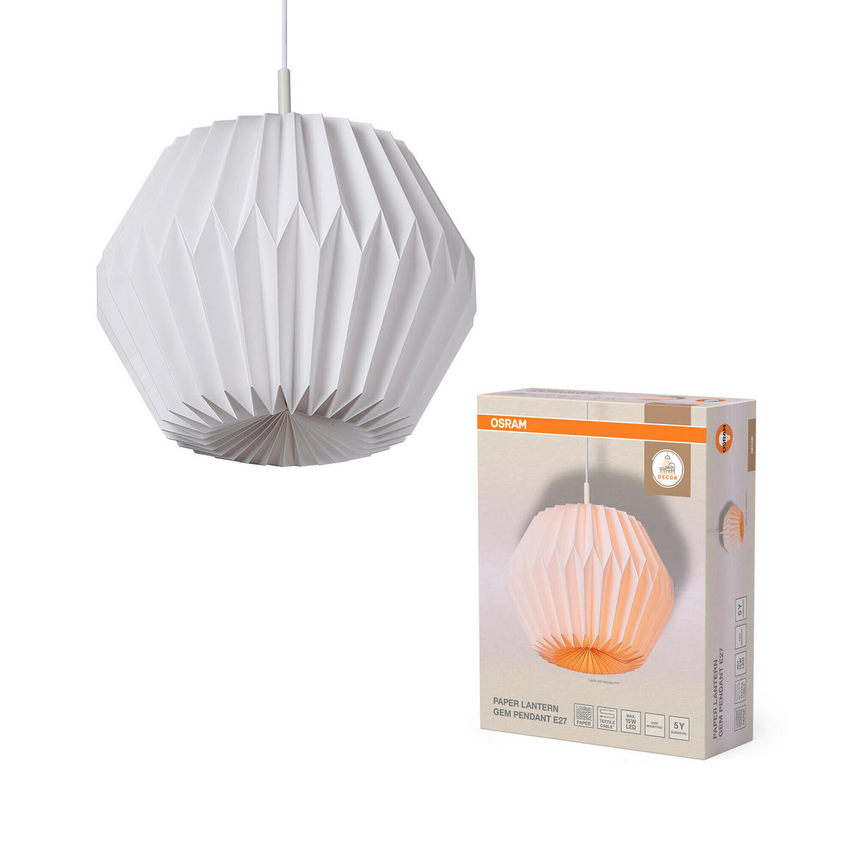 HÄNGELEUCHTE 35/138 cm  - Weiß, Basics, Papier/Metall (35/138cm) - Osram