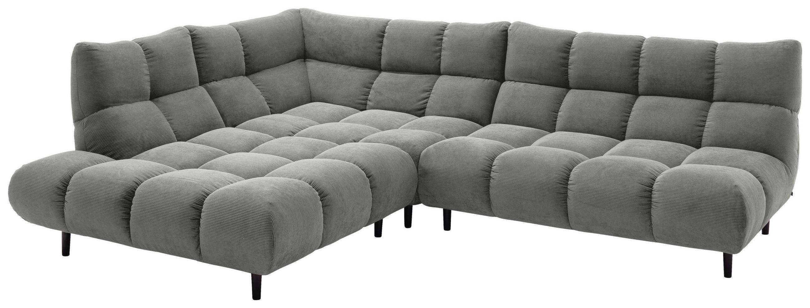 ECKSOFA Ottomane links, Eckteil  Grau Feincord  - Schwarz/Grau, Design, Holz/Textil (215/288cm) - Pure Home Lifestyle