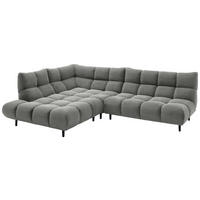 ECKSOFA Ottomane links, Eckteil  Grau Feincord  - Schwarz/Grau, Design, Holz/Textil (215/288cm) - Pure Home Lifestyle