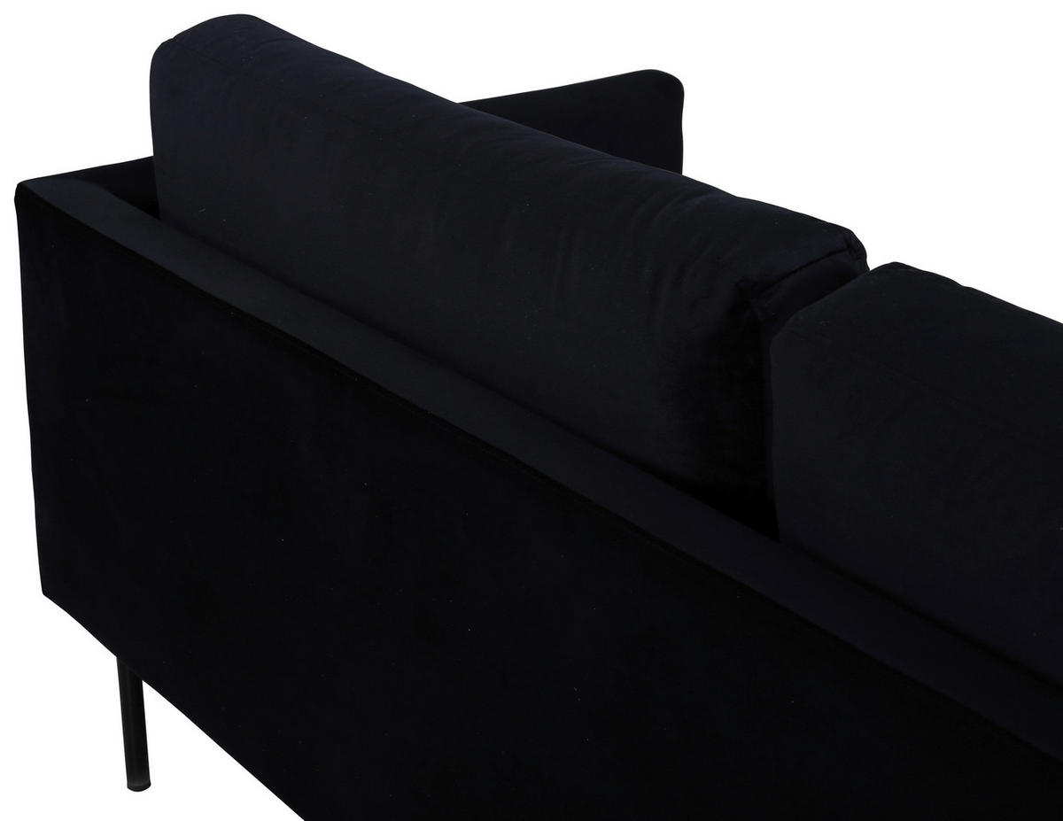2-SITZER-SOFA in Samt Schwarz  - Schwarz, Design, Textil/Metall (180/78/80cm) - Livetastic