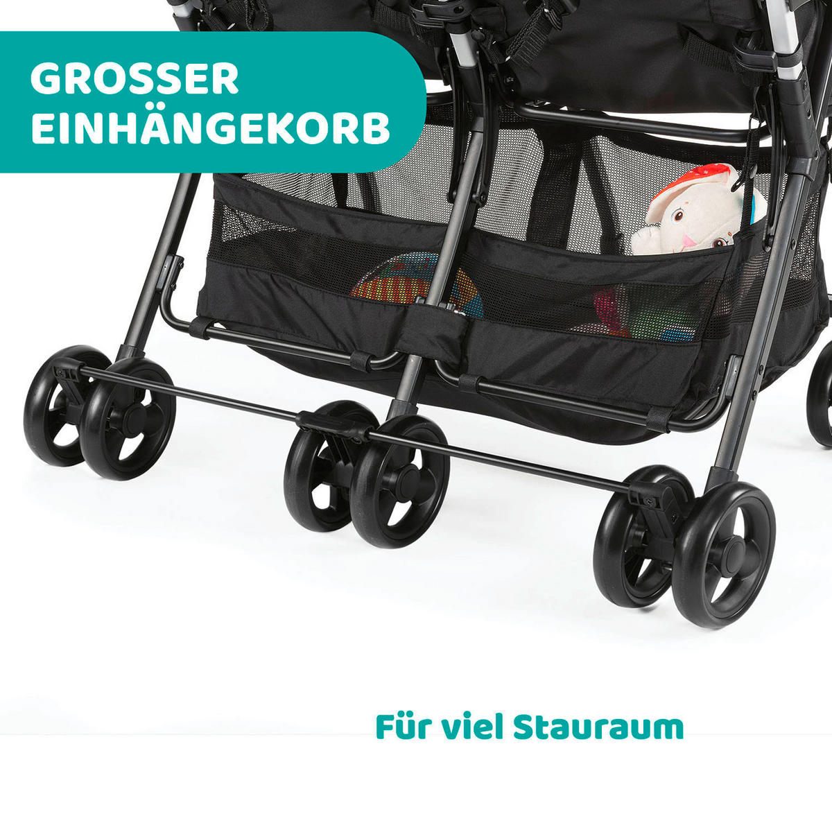 ZWILLINGSWAGEN OHLALÀ TWIN  - Schwarz, Basics, Metall (78/101/88cm) - Chicco