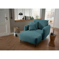 XXL-SESSEL in Cord Petrol  - Petrol/Schwarz, Design, Textil/Metall (112/95/158cm) - Livetastic