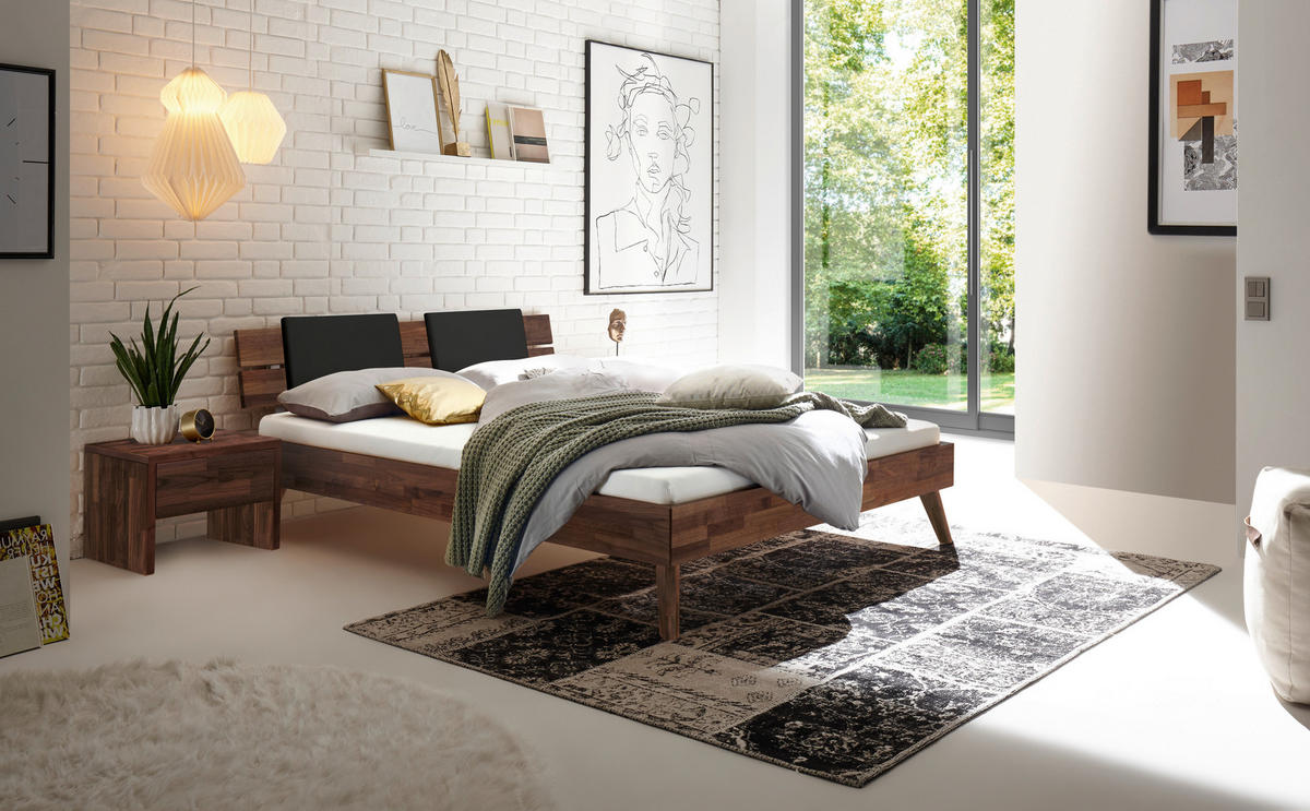 BETT 160/200 cm  in Nussbaumfarben  - Nussbaumfarben, Design, Holz (160/200cm) - Hasena