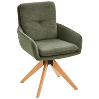 ARMLEHNSTUHL  in Eisen Samt  - Eichefarben/Olivgrün, MODERN, Holz/Textil (59/91/64cm) - Livetastic
