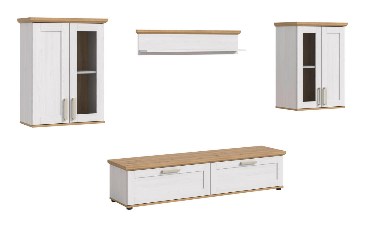 WOHNWAND 4-teilig  in Lärchefarben, Eiche Artisan  316/161/40 cm  - Silberfarben/Lärchefarben, Design, Holzwerkstoff/Kunststoff (316/161/40cm) - Livetastic