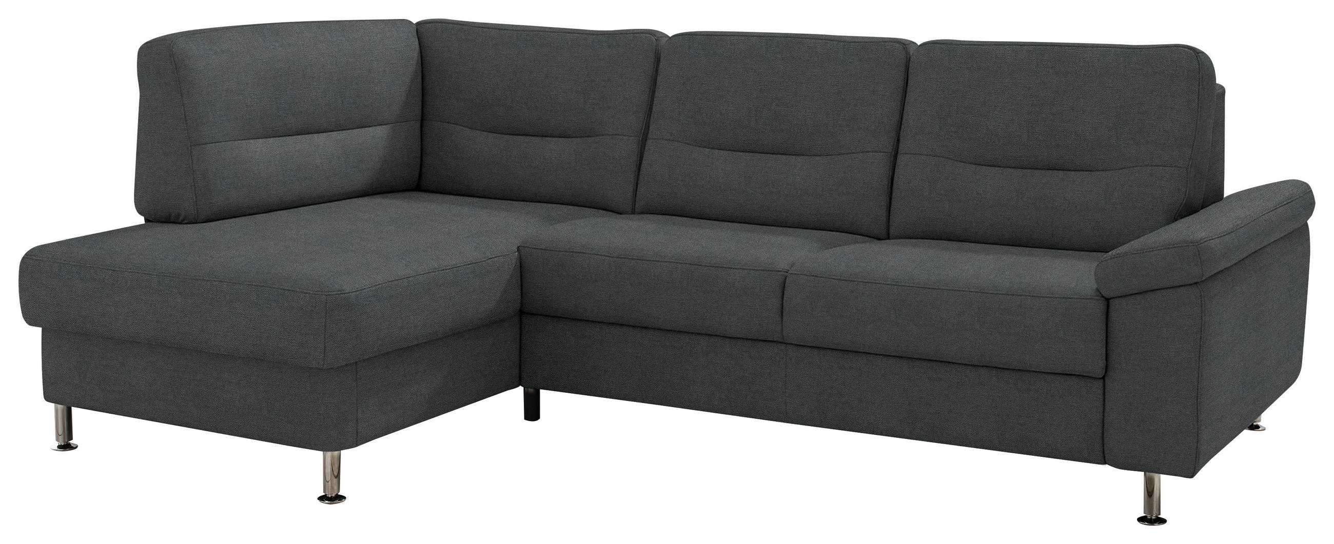 ECKSOFA Flachgewebe Anthrazit  - Anthrazit/Alufarben, Konventionell, Textil/Metall (160/244cm) - Beldomo Comfort