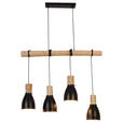 HÄNGELEUCHTE  - Schwarz/Naturfarben, Trend, Holz/Metall (90/15/150cm) - Novel