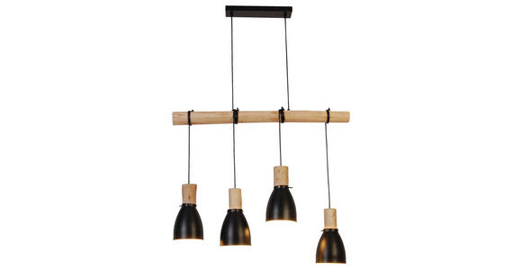 HÄNGELEUCHTE  - Schwarz/Naturfarben, Trend, Holz/Metall (90/15/150cm) - Novel