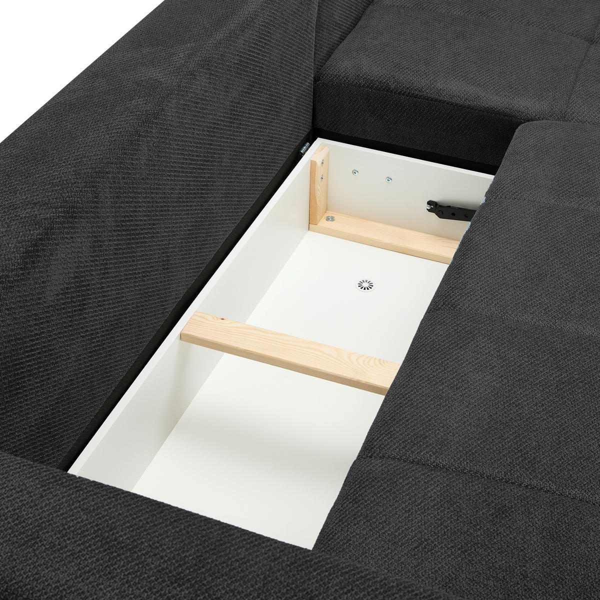 ECKSOFA Dunkelgrau Webstoff  - Dunkelgrau/Schwarz, KONVENTIONELL, Textil/Metall (292/192cm) - Carryhome