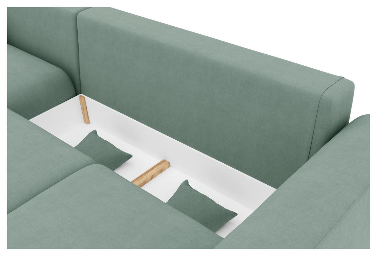 Freisteller von Carryhome ECKSOFA Mintgrün Velours.