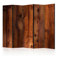 PARAVENT mit 5  Flügel - Cognac, Basics, Holz/Textil (225/172/3cm) - artgeist