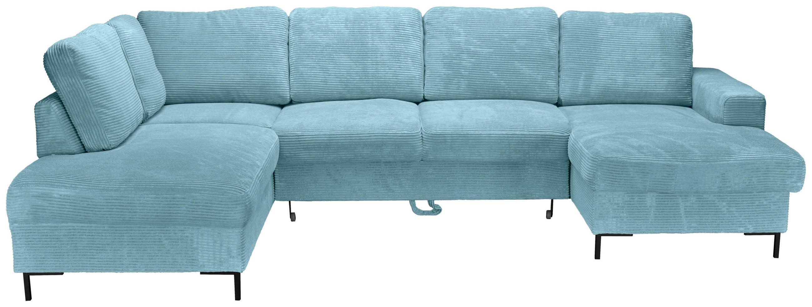 WOHNLANDSCHAFT Türkis Cord  - Türkis/Schwarz, KONVENTIONELL, Textil/Metall (197/303/148cm) - Carryhome