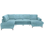 WOHNLANDSCHAFT Türkis Cord  - Türkis/Schwarz, KONVENTIONELL, Textil/Metall (197/303/148cm) - Carryhome