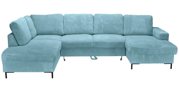 WOHNLANDSCHAFT Türkis Cord  - Türkis/Schwarz, KONVENTIONELL, Textil/Metall (197/303/148cm) - Carryhome