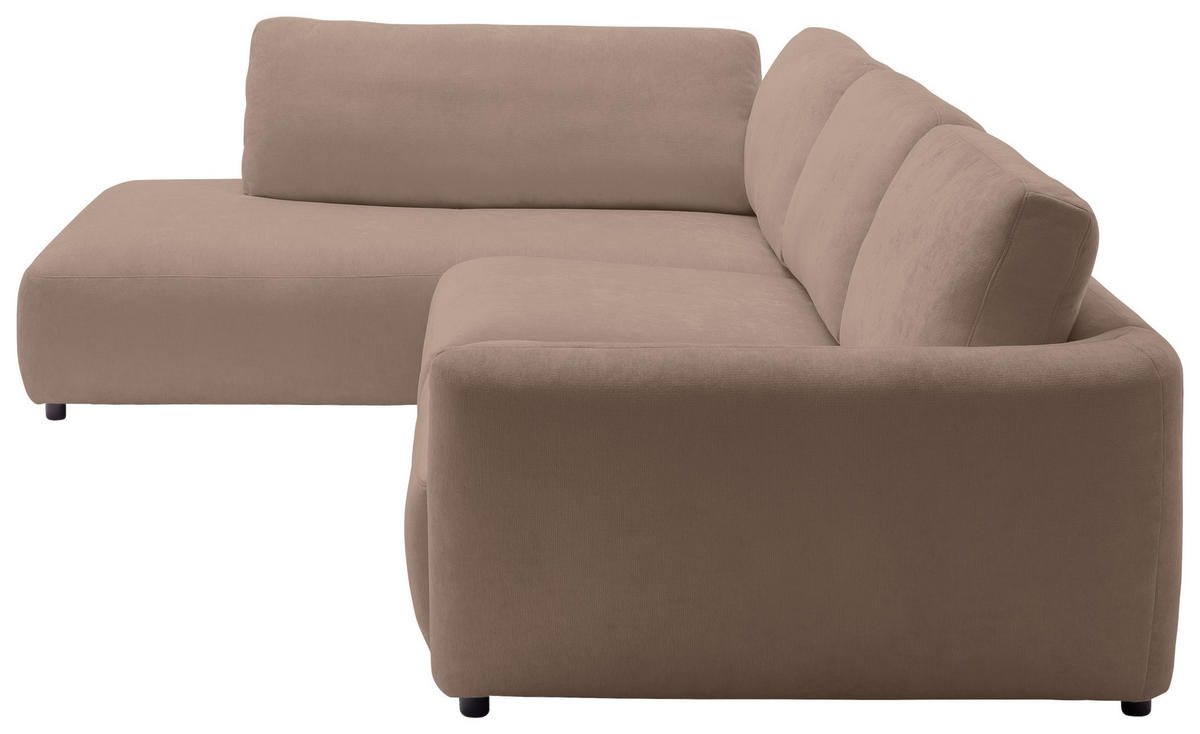 ECKSOFA Chenille Taupe  - Taupe/Schwarz, Konventionell, Kunststoff/Textil (224/307cm) - Hom`in