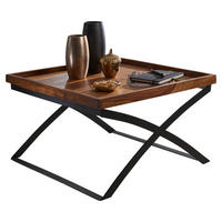 COUCHTISCH Sheesham massiv 63/63/39 cm quadratisch Sheeshamfarben  - Sheeshamfarben/Schwarz, Design, Holz/Metall (63/63/39cm) - MID.YOU