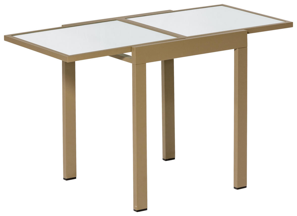 GARTENTISCH 65/65/75 cm Metall, Glas rechteckig  - Beige, KONVENTIONELL, Glas/Metall (65/65/75cm) - Gardenson