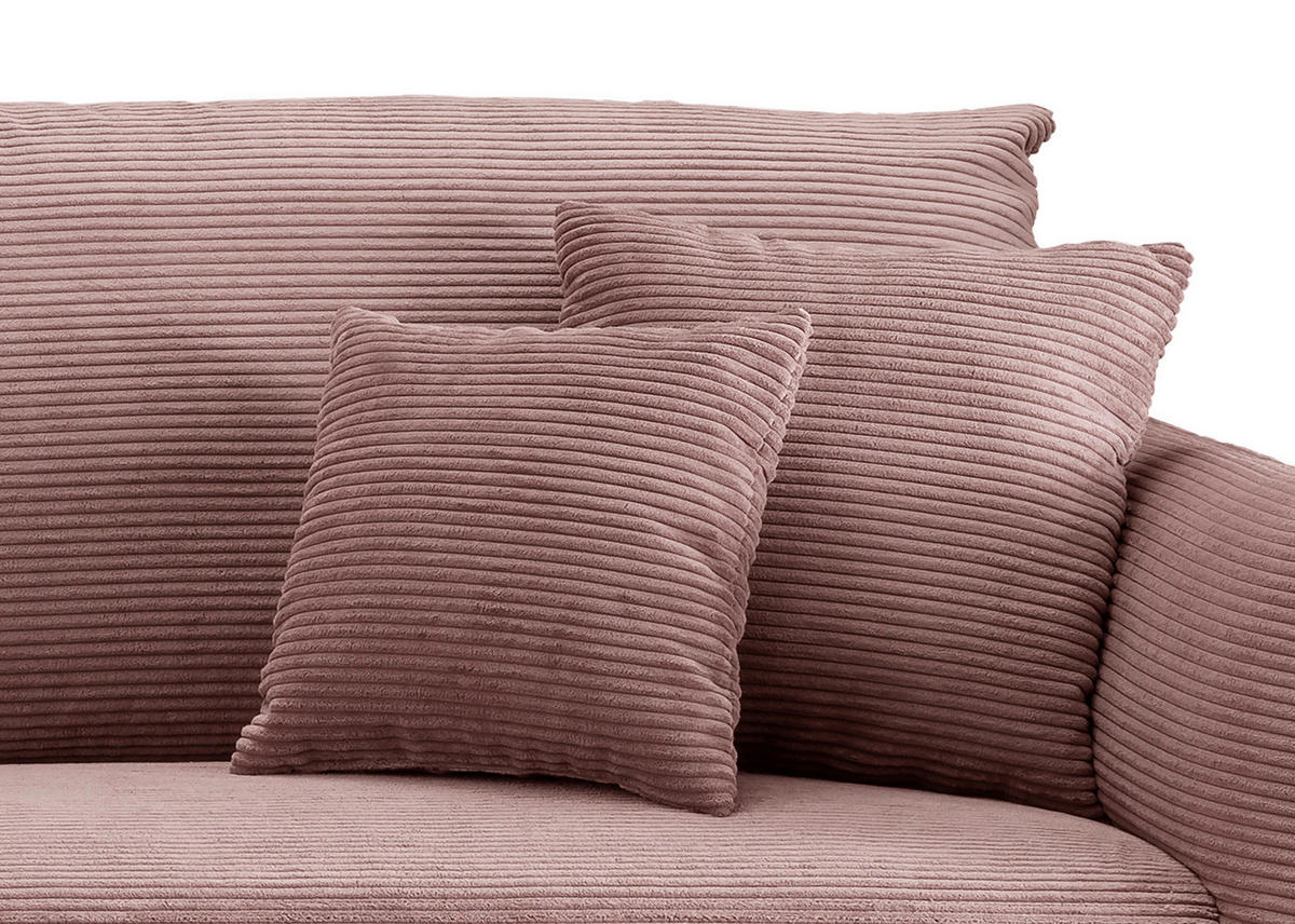 ECKSOFA in Cord Rosa  - Schwarz/Rosa, Design, Textil/Metall (178/264-302cm) - Livetastic
