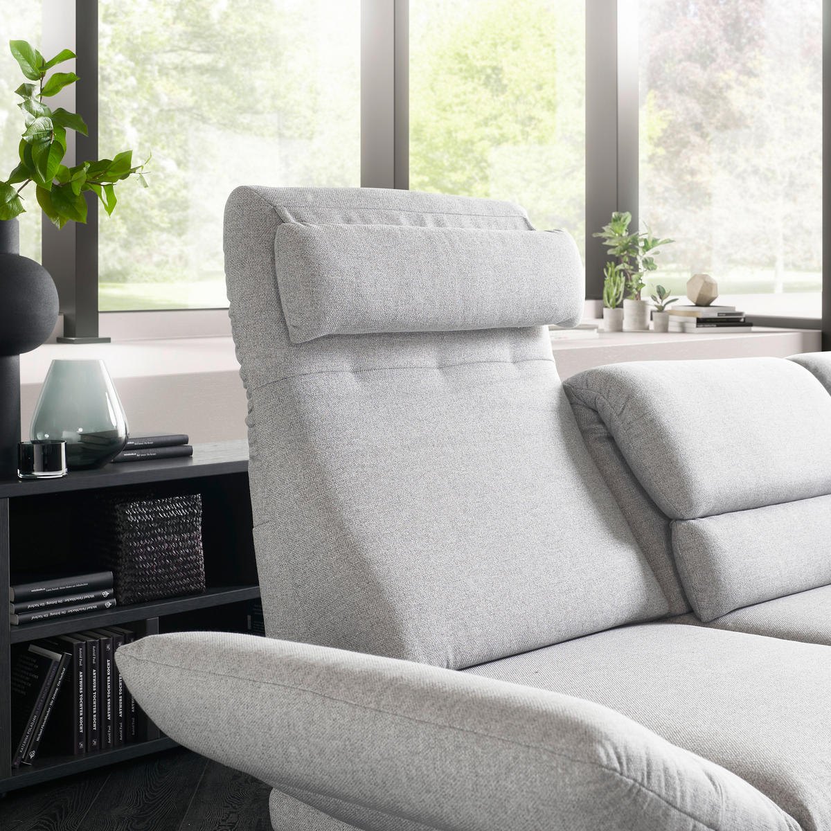 ECKSOFA in Flachgewebe Anthrazit  - Anthrazit/Schwarz, Design, Textil/Metall (256-363/212-253cm) - Dieter Knoll