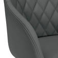ARMLEHNSTUHL  Typenauswahl, Sitzfläche 360° drehbar, automatische Rückholfunktion  Echtleder  - Schwarz/Grau, Design, Leder/Metall (60/83/65cm) - Landscape