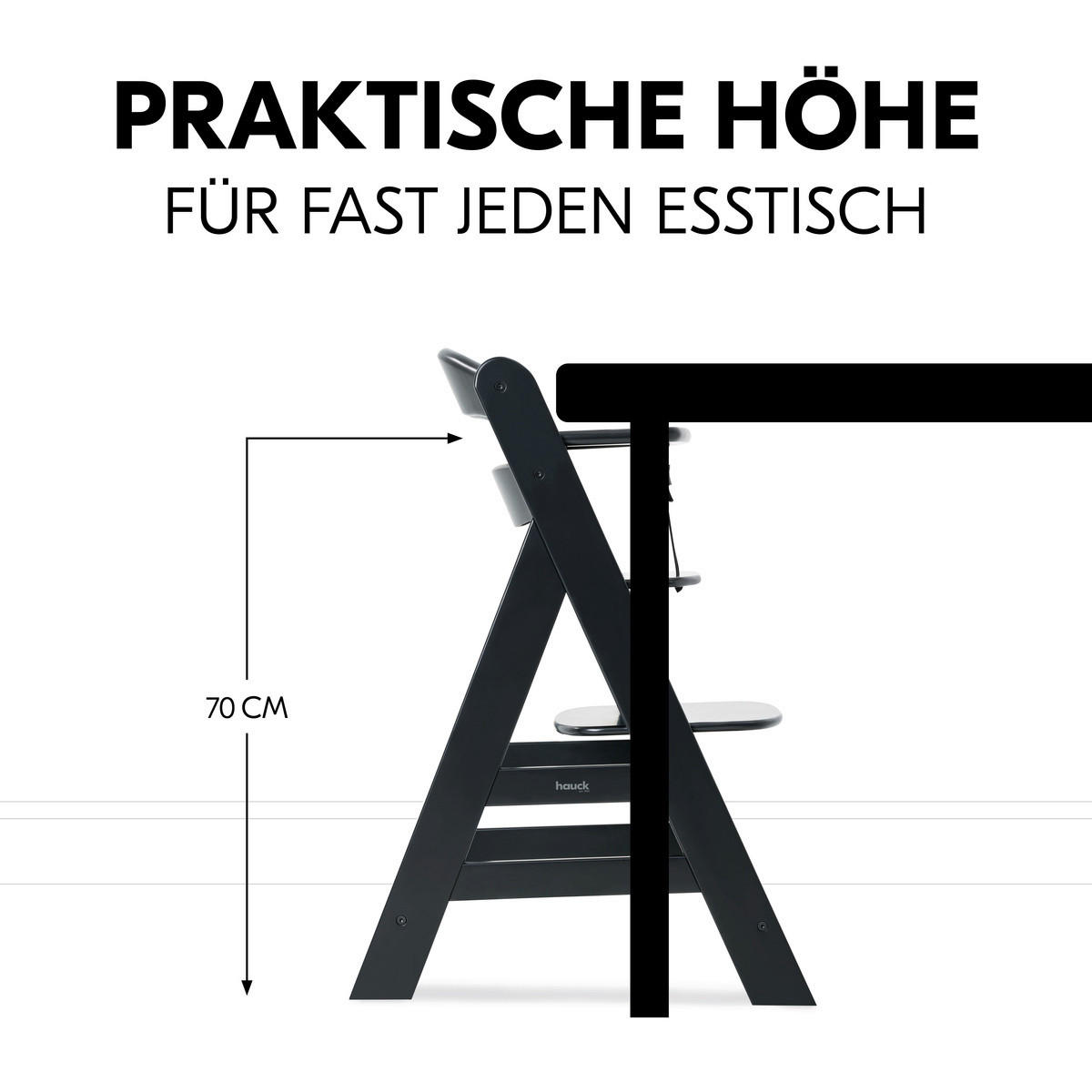 HOCHSTUHL ALPHA + Schwarz  - Schwarz, Basics, Holz (56/77/48cm) - Hauck