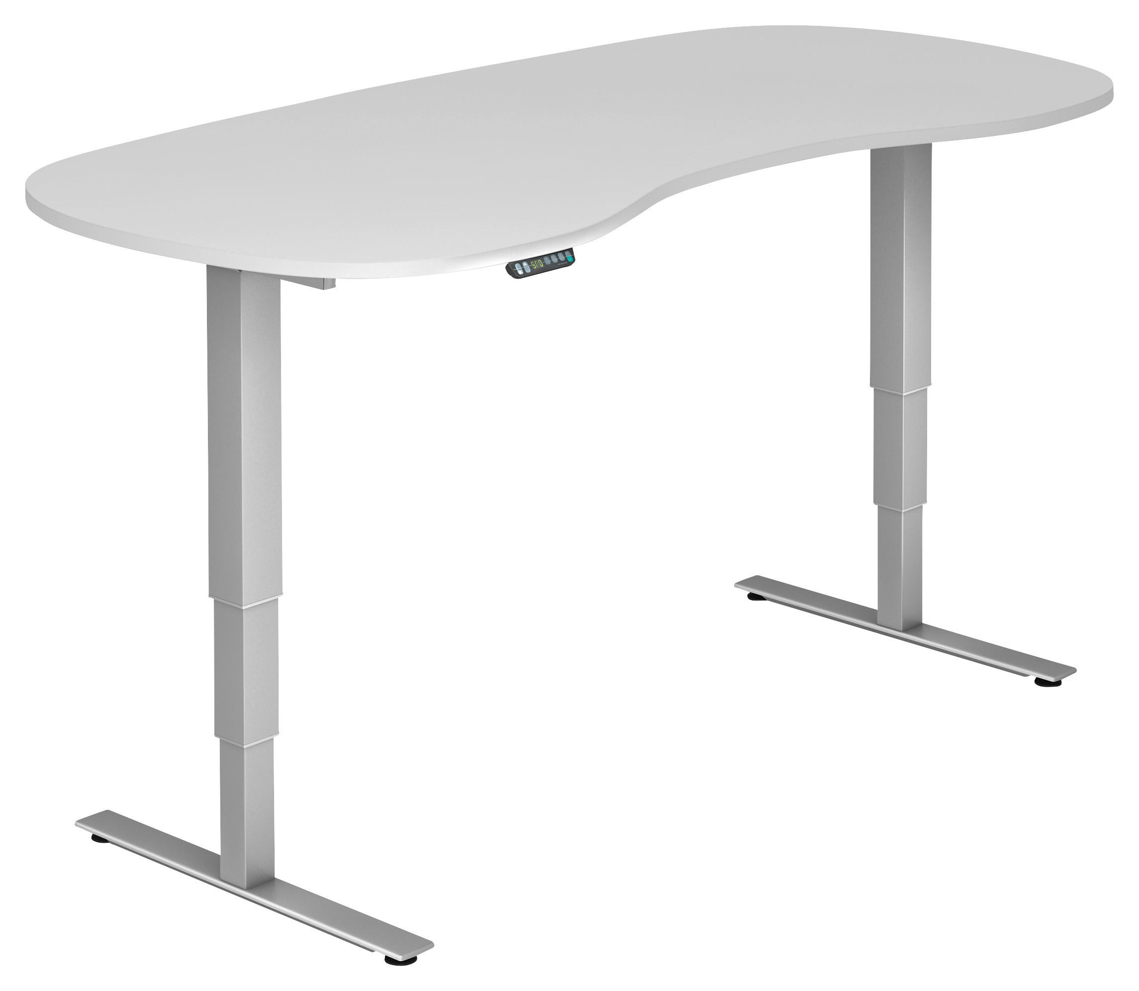 SCHREIBTISCH höhenverstellbar  - Silberfarben/Weiß, KONVENTIONELL, Holzwerkstoff/Metall (200/100/63,5-128,5cm) - Venda