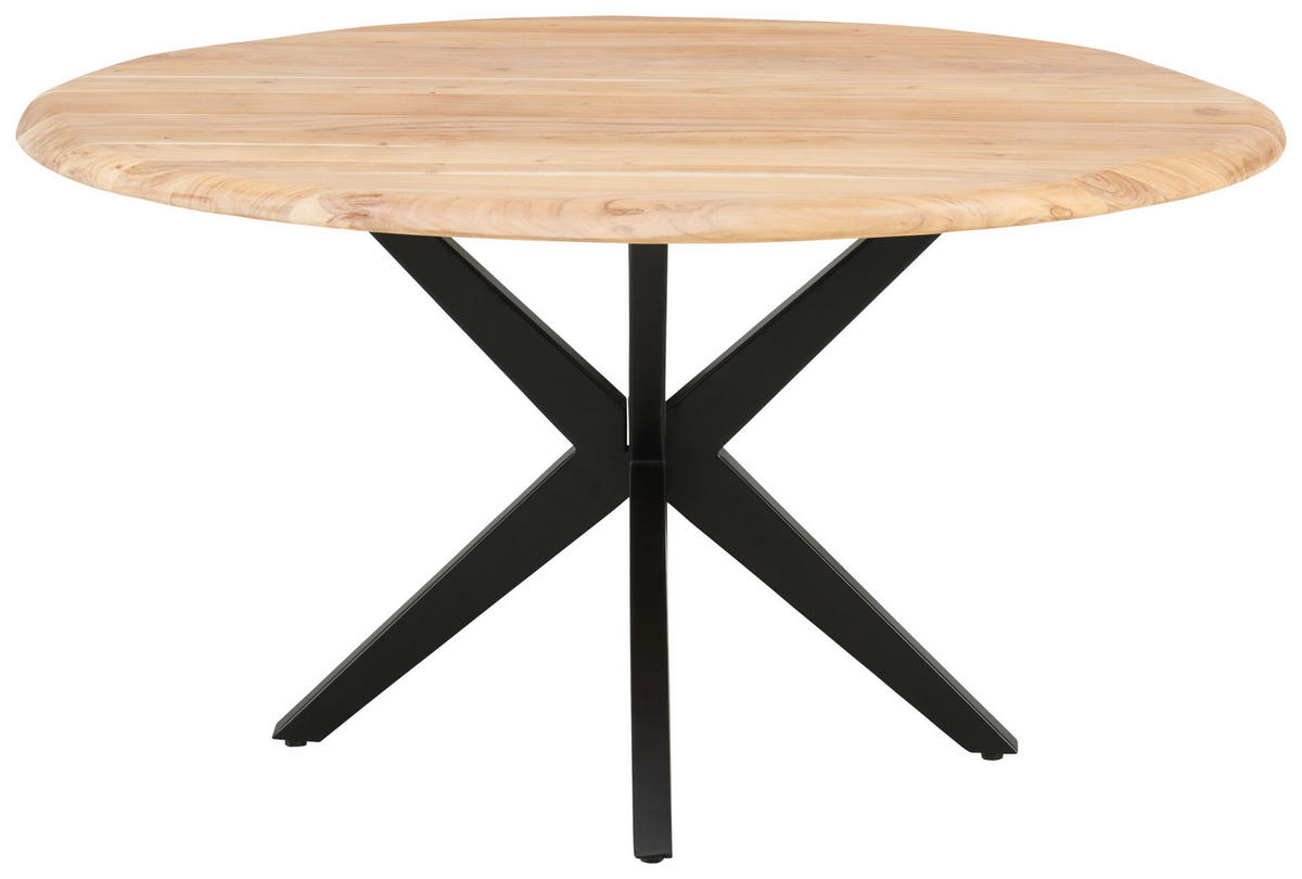 JÍDELNÍ STŮL, akácie, přírodní barvy, 140/76/140 cm - černá/přírodní barvy, Moderní, kov/dřevo (140/76/140cm) - MID.YOU