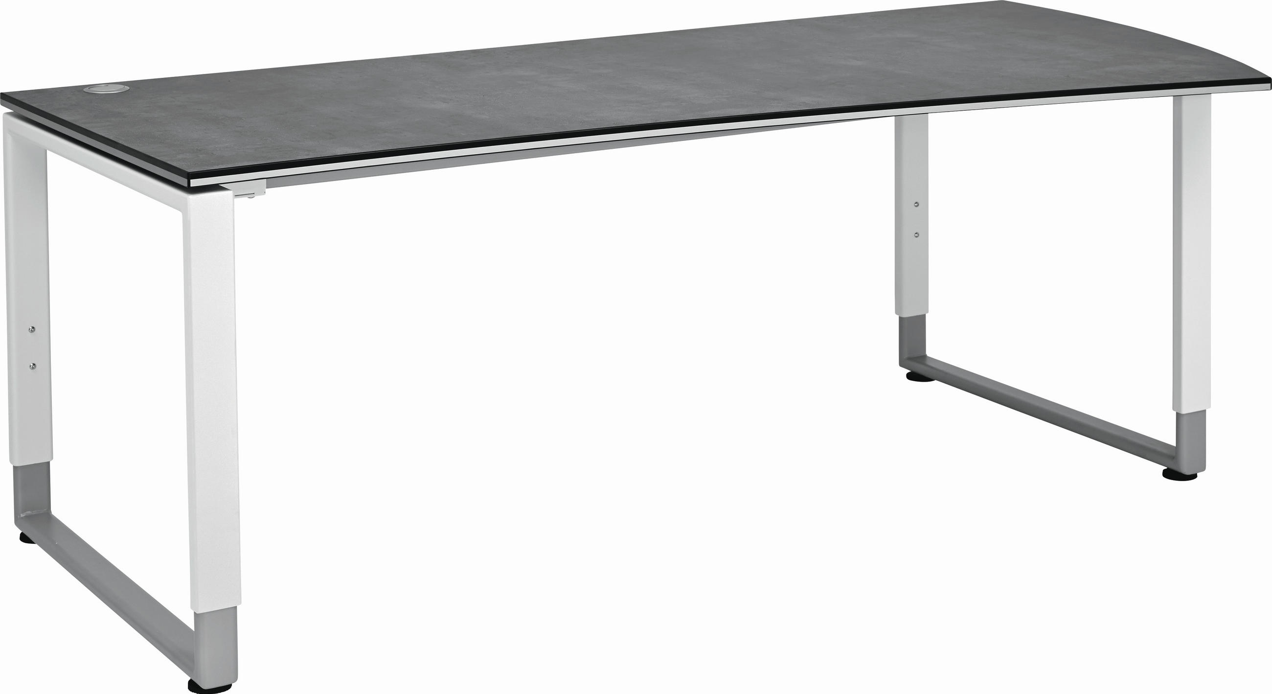 SCHREIBTISCH 200/80-100/68-82 cm  in Grau, Weiß  - Weiß/Grau, Basics, Holzwerkstoff/Metall (200/80-100/68-82cm) - Moderano