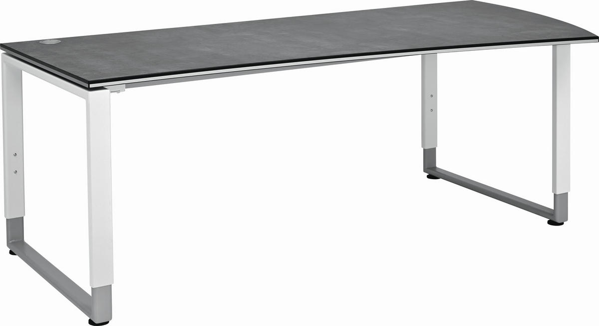 SCHREIBTISCH 200/80-100/68-82 cm  in Grau, Weiß  - Weiß/Grau, Basics, Holzwerkstoff/Metall (200/80-100/68-82cm) - Moderano