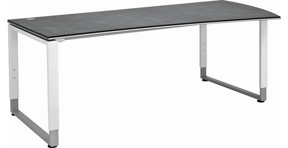 SCHREIBTISCH 200/80-100/68-82 cm Grau, Weiß  - Weiß/Grau, Basics, Holzwerkstoff/Metall (200/80-100/68-82cm) - Moderano