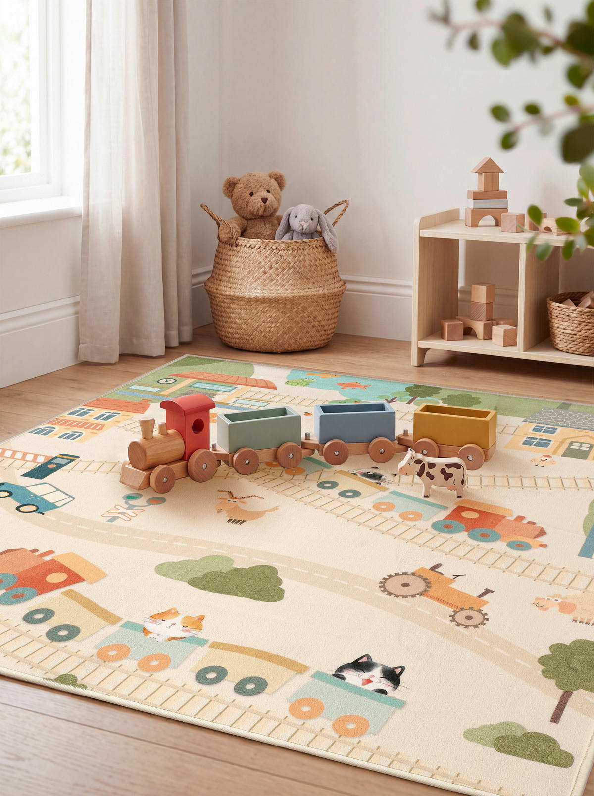 KINDERTEPPICH Living Verovia 120/120 cm  in Creme, Koralle, Salbeigrün  - Koralle/Salbeigrün, Trend, Kunststoff/Textil (120/120cm) - Lindorug