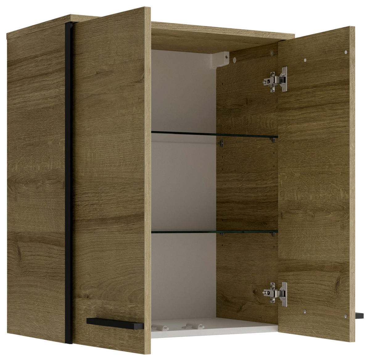 HÄNGESCHRANK 60/70/33 cm  - Eichefarben/Schwarz, Natur, Glas/Holzwerkstoff (60/70/33cm) - Xora