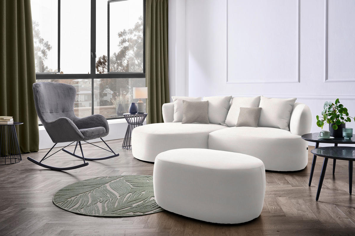 ECKSOFA in Plüsch Creme  166/235 cm  - Greige/Creme, MODERN, Kunststoff/Textil (166/235cm) - Hom`in