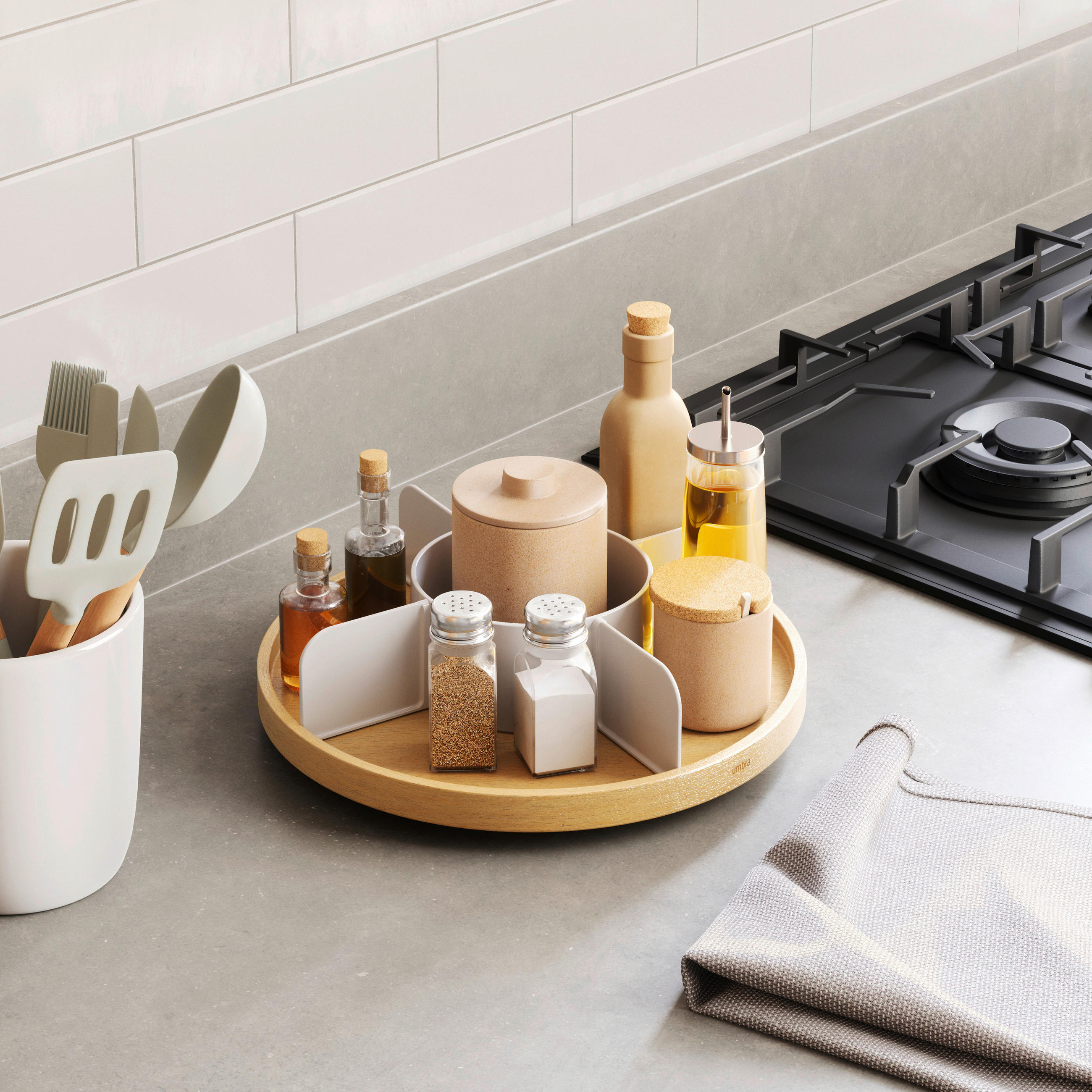 MENAGE-SET - Naturfarben/Weiß, Design, Holz/Kunststoff (30,5/8,9/30,5cm) - Umbra