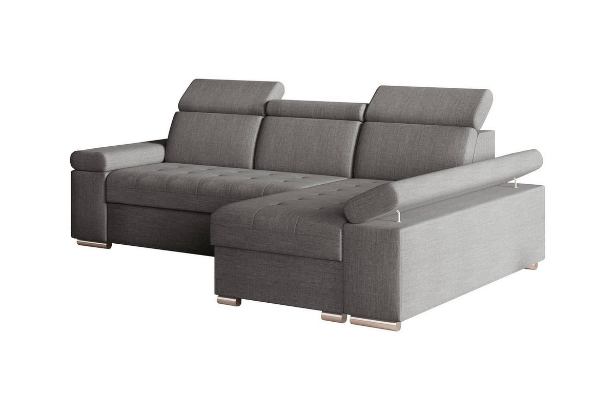 ECKSOFA TORONTO in Webstoff Grau  - Silberfarben/Grau, Design, Kunststoff/Textil (260/168cm) - MID.YOU