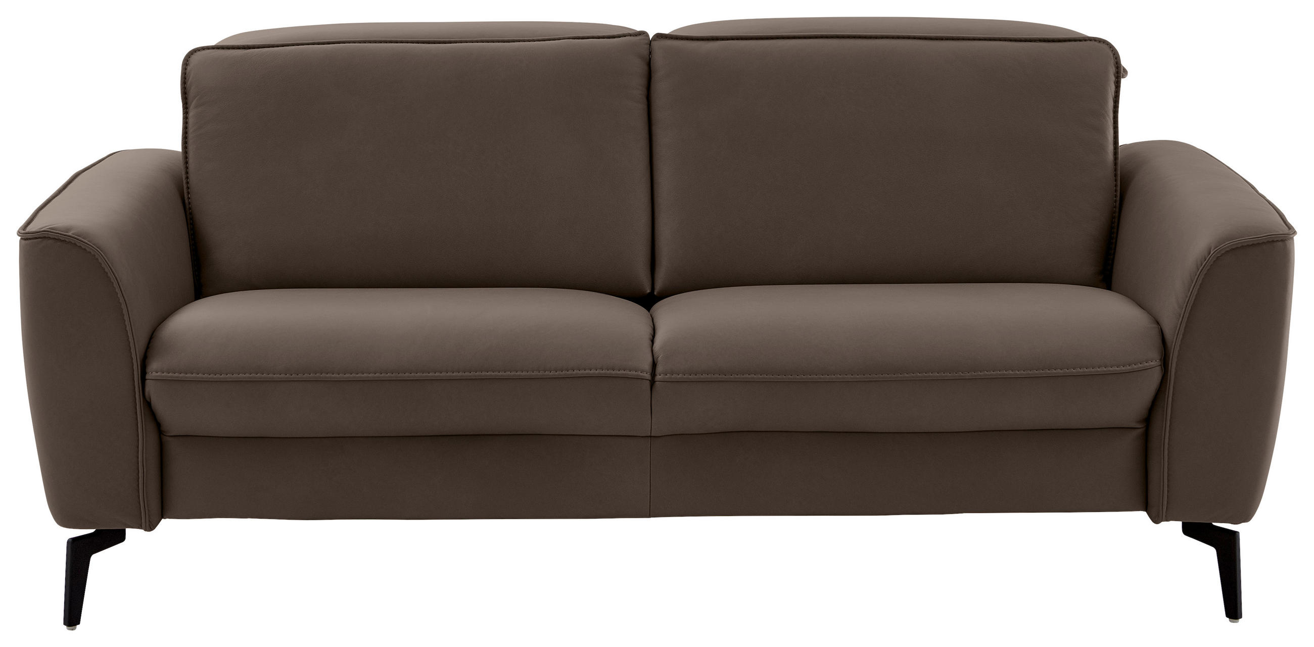 2,5-SITZER in Echtleder Dunkelbraun  - Dunkelbraun/Schwarz, Natur, Leder/Metall (194/81/110cm) - Valdera