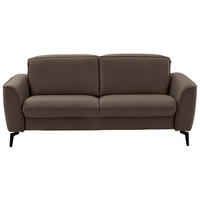 2,5-SITZER in Echtleder Dunkelbraun  - Dunkelbraun/Schwarz, Natur, Leder/Metall (194/81/110cm) - Valdera