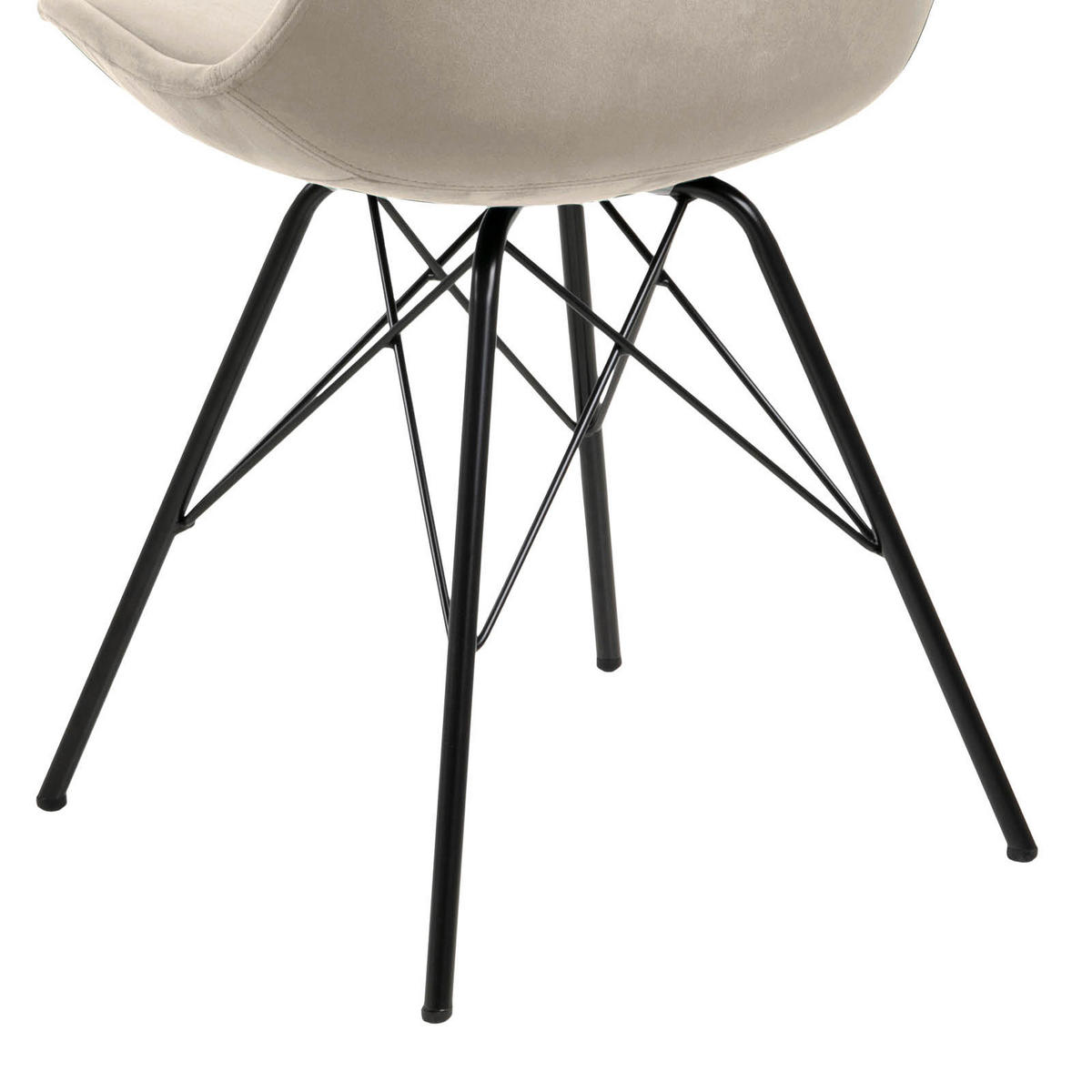STUHL Samt Sandfarben  - Sandfarben/Schwarz, Trend, Textil/Metall (48,5/85,5/54cm) - Carryhome