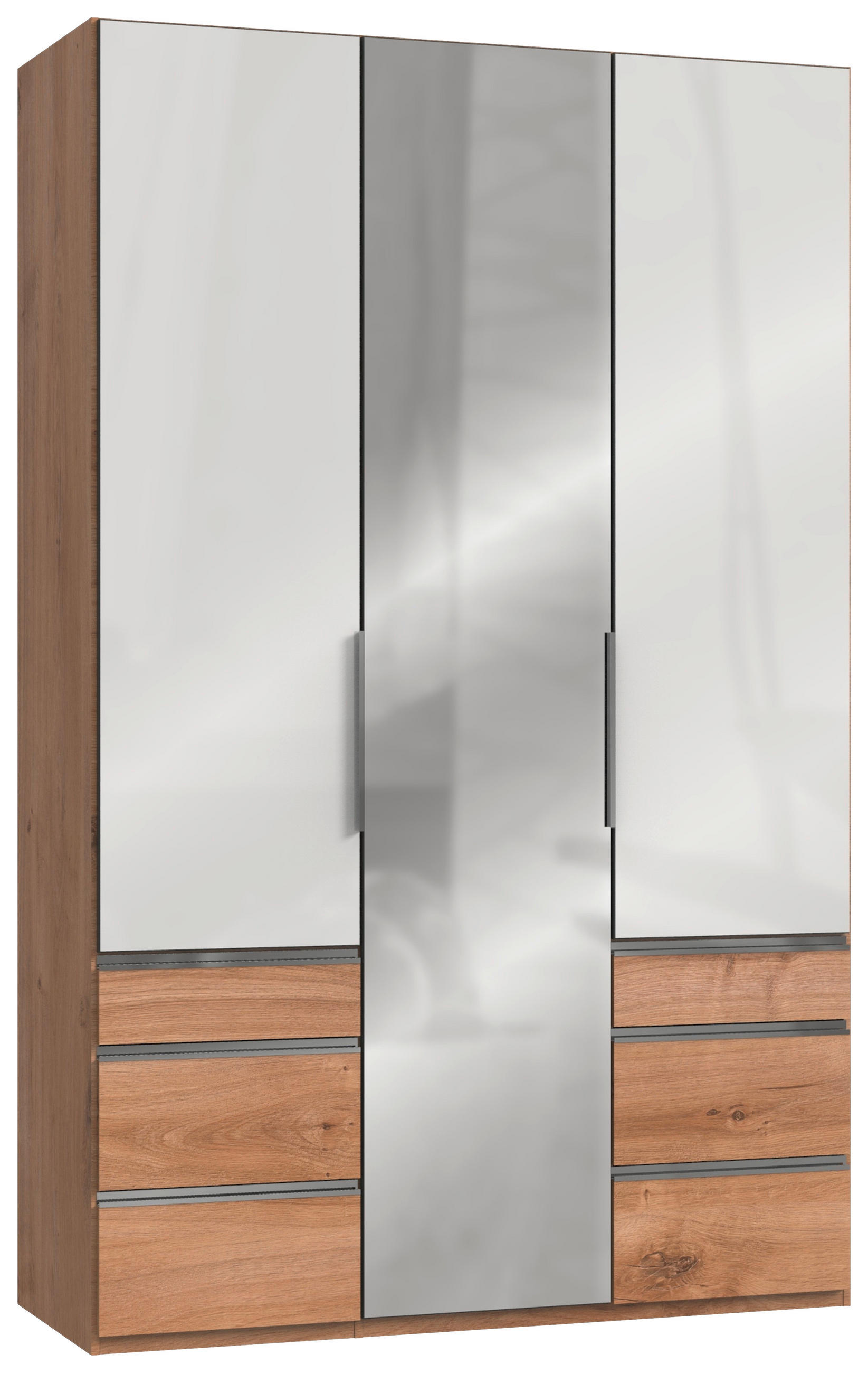 Drehtürenschrank 150cm Level, Weiß/eiche Dekor