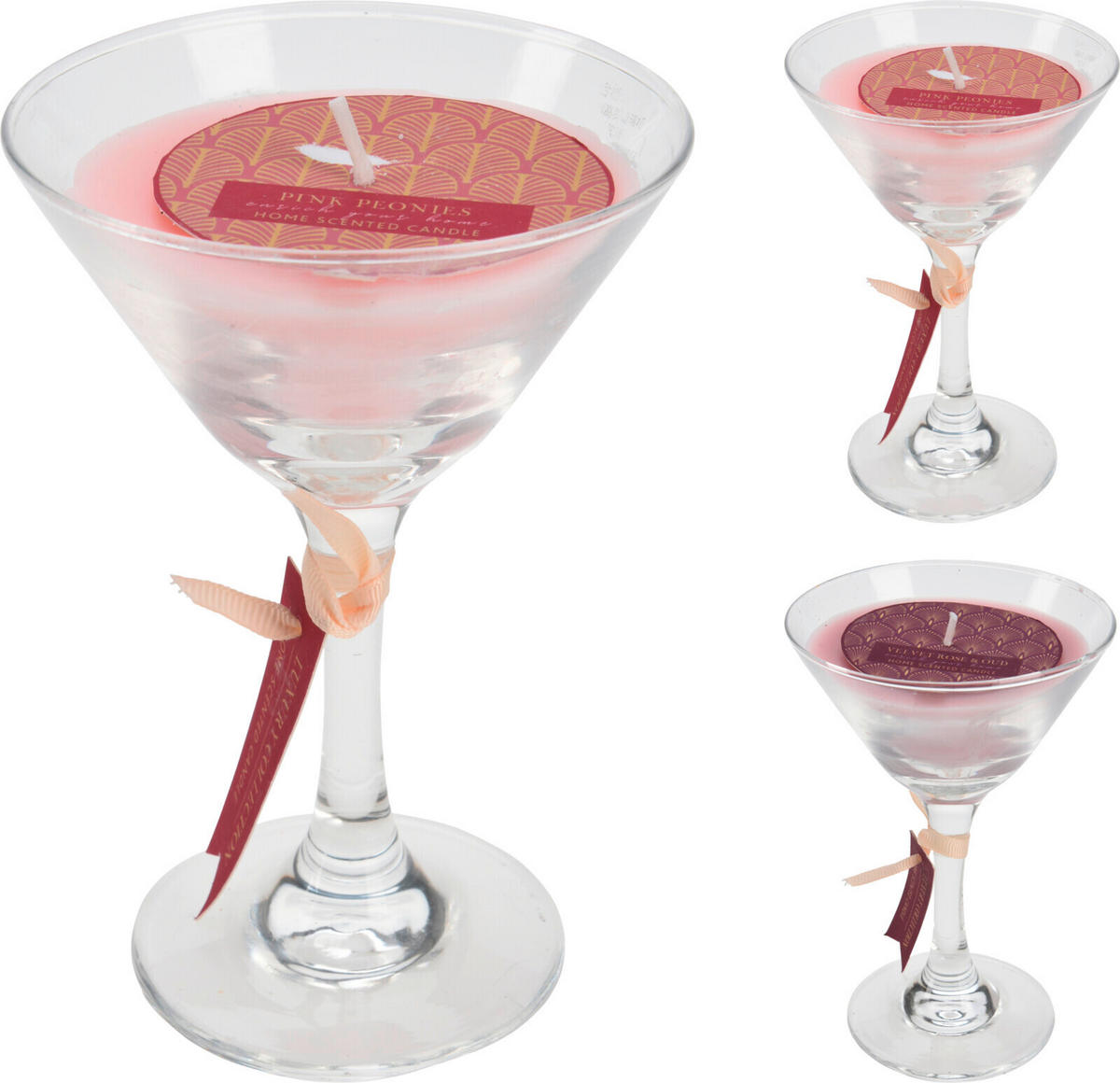 VONNÁ SVIEČKA  - ružová/fialová, prírodné materiály/sklo (9/13,5cm)