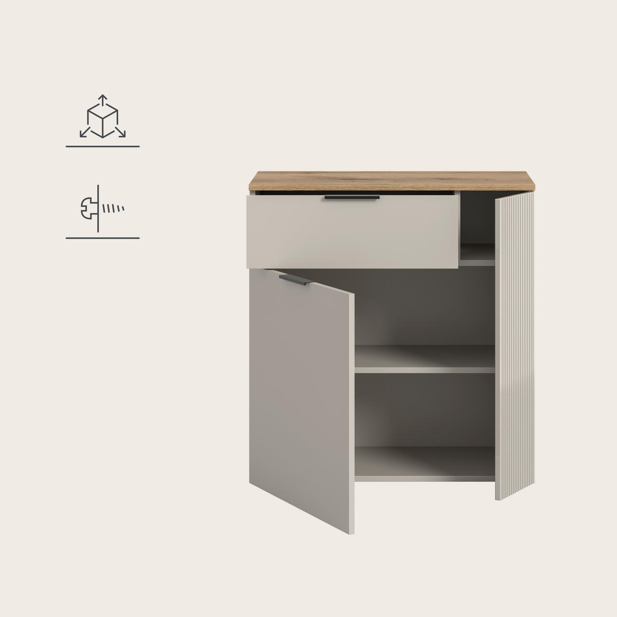 BYRÅ 80/86/38 cm  - svart/kashmir, Design, trämaterial/plast (80/86/38cm) - MID.YOU