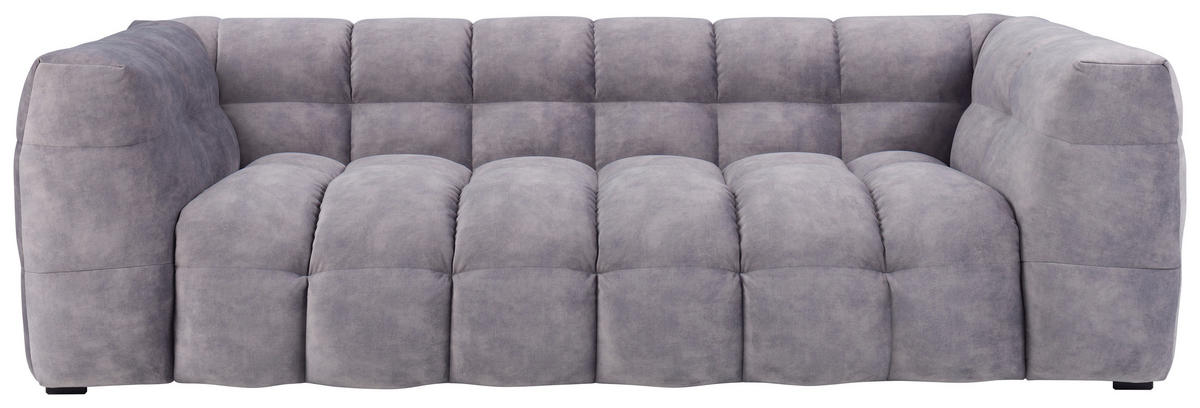 3-SITZER-SOFA Samt Hellgrau  - Hellgrau/Schwarz, Design, Holz/Textil (236/68/105cm)
