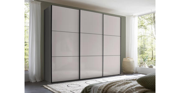 SCHWEBETÜRENSCHRANK 298/222/68 cm 3-türig Anthrazit, Schwarz, Hellgrau - Anthrazit/Hellgrau, MODERN, Holzwerkstoff/Metall (298/222/68cm) - Moderano