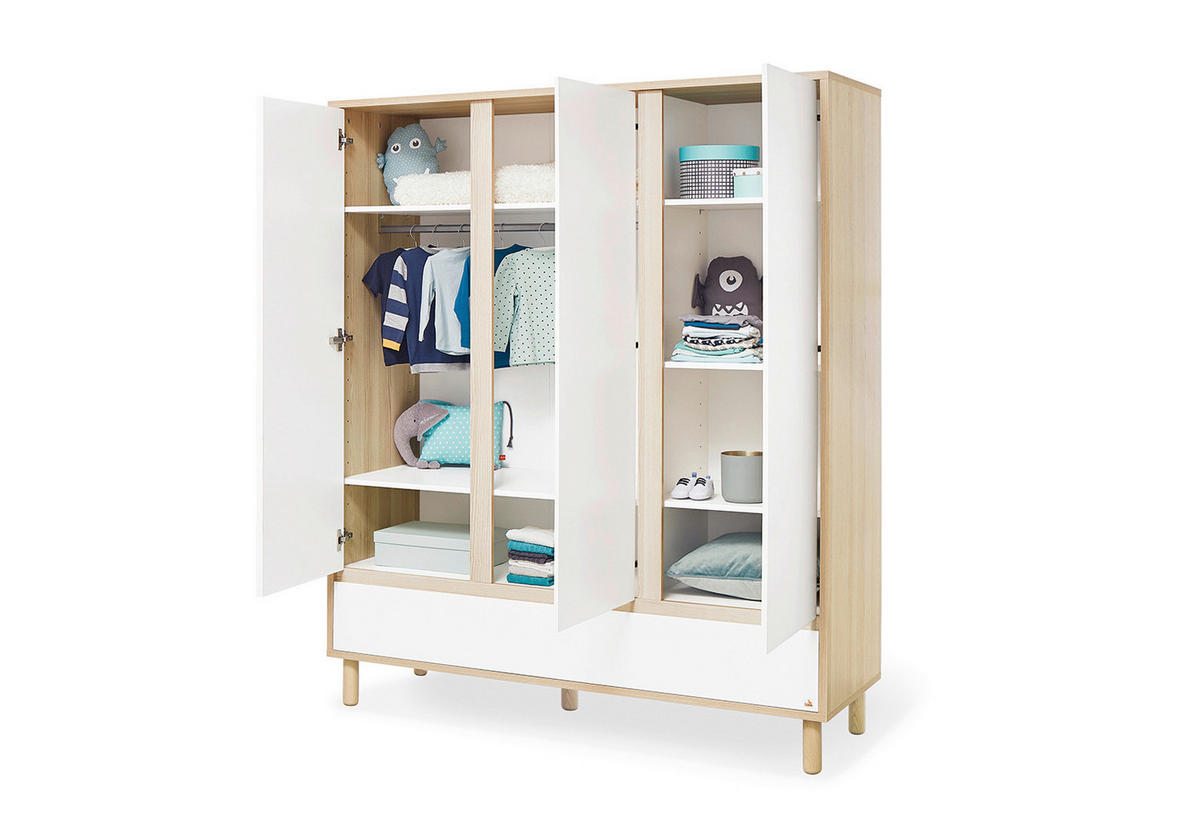 BABYZIMMER FLOW  - Eschefarben/Weiß, Design, Holzwerkstoff - Pinolino