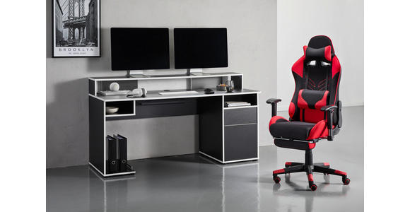 GAMINGTISCH Schwarz, Weiß - Schwarz/Weiß, MODERN, Holzwerkstoff (170/65/92cm) - Novel